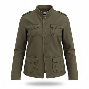 Live a Little Military Style Jacket Top Button Front Utility Design Size Medium